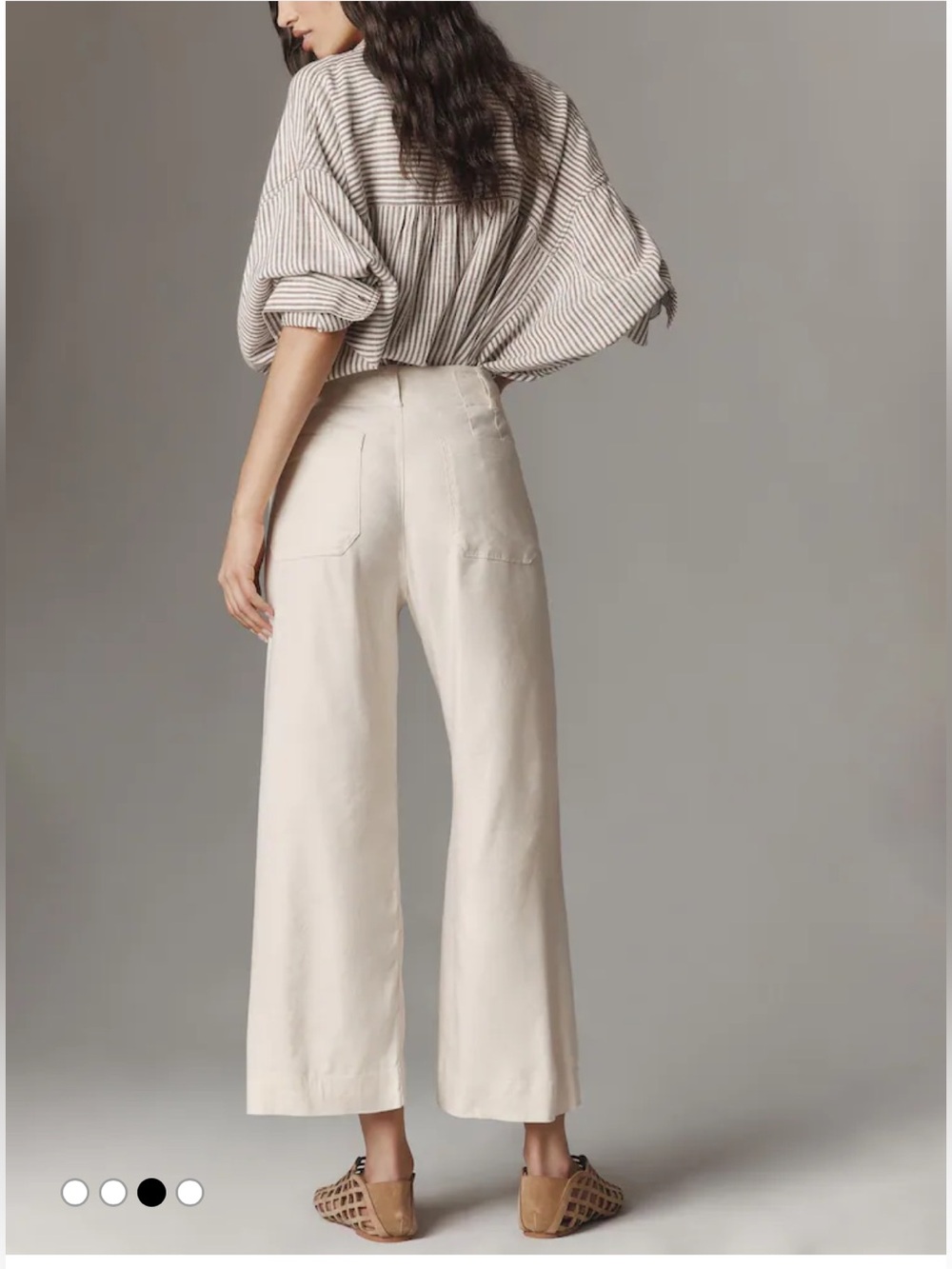 Anthropologie Maeve Colette Wide-Leg High-Rise Cropped Pants in Cream - Picture 3 of 7